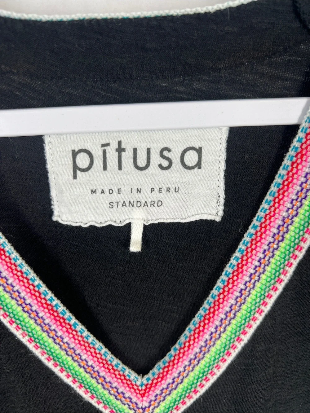 Pitusa Pima Mini Abaya Black Inca Trim Dress Swim Cover Up Standard